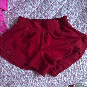 Red Lululemon hotty hot shorts